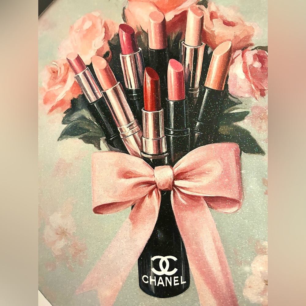 Coquette Bow Lipstick Bouquet Wall Art Print 14 x 11 - Picture 2 of 3